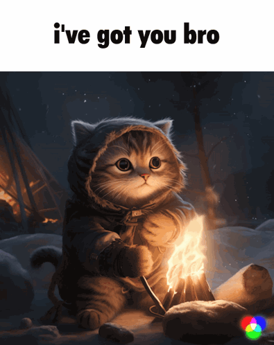 Cat in Hoodie Sitting Next to Fire