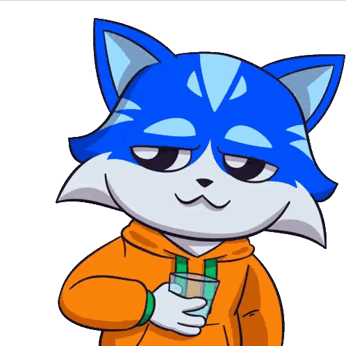 Cat in Orange Hoodie Holding Water
