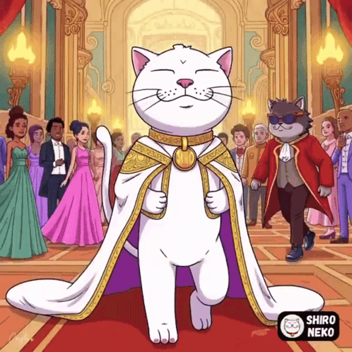 Cat in Purple Cape and Gold Medallion
