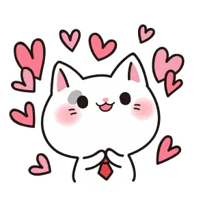 Cat in Red Tie Surrounded by Hearts