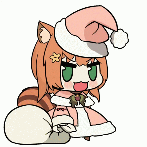 Cat in Santa Hat Holding Bag