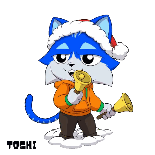 Cat in Santa Hat Holding Bells