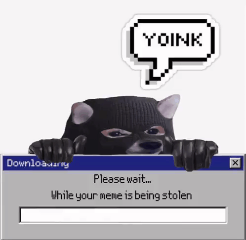 Cat in Ski Mask Peeking Over Downloading Window