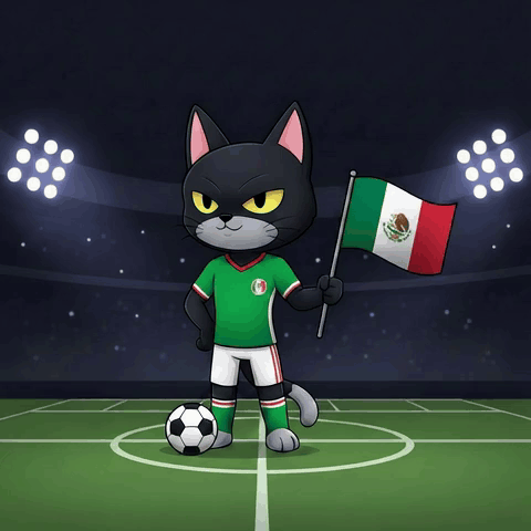 Cat In Soccer Uniform Holding Mexican Flag GIF