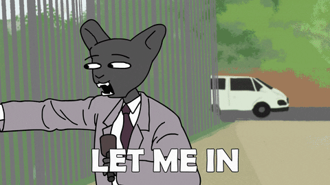 Cat In Suit Let Me In Meme GIF