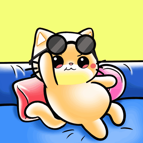 Cat in Sunglasses and Pink Float