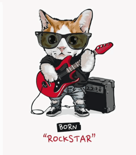 Cat In Sunglasses Playing Guitar Born Rockstar GIF