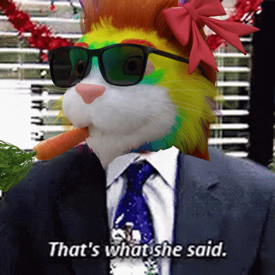 Cat in Sunglasses With Bow and Carrot Saying That's What She Said