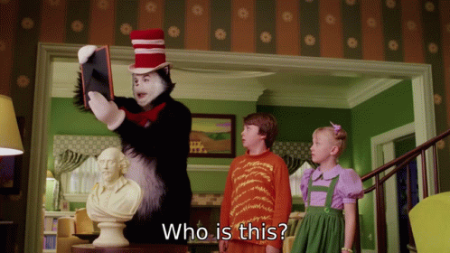Cat In The Hat Holding Book Asking Who Is This