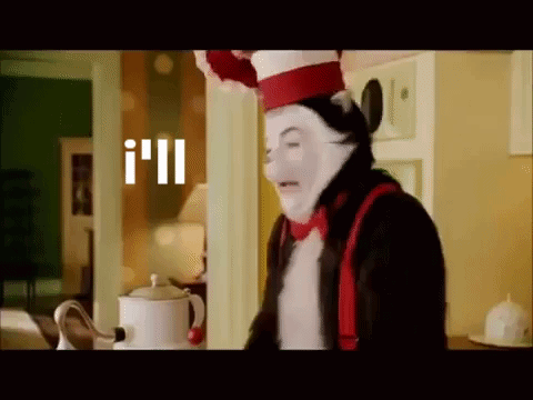 Cat in the Hat in Kitchen with Teapot