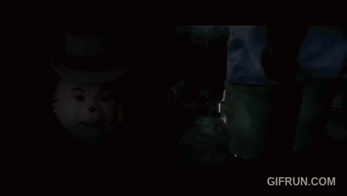 Cat in the Hat Screaming in Dark Room