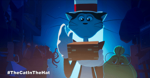 Cat in Top Hat Holding Box with #thecatinthehat