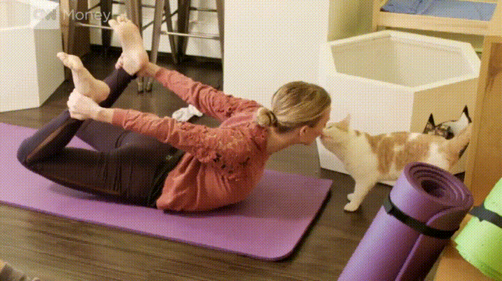 Cat Kiss Yoga GIF