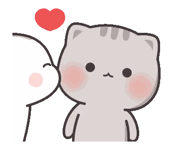 Cat Kissing Another with Heart