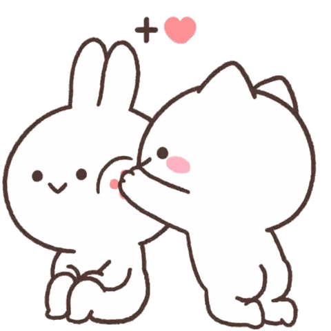 Cat Kissing Rabbit With Hearts