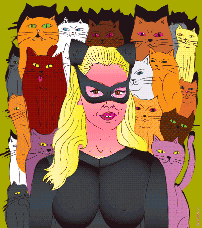Cat Lady Wearing Costume GIF