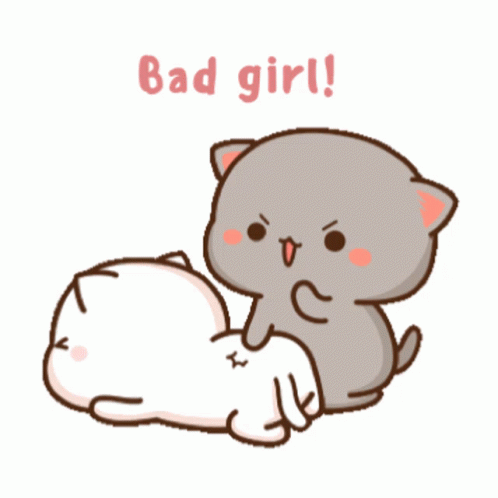 Cat Laying on Another Cat Bad Girl