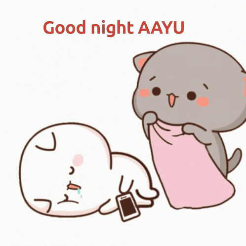 Cat Laying On Another Cat Good Night Aayu GIF