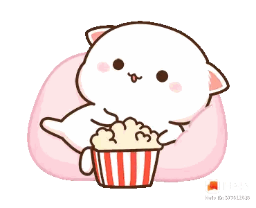 Cat Laying on Pink Bean Bag Eating Popcorn