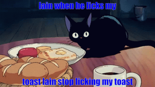 Cat Licking The Food In The Table Animation GIF