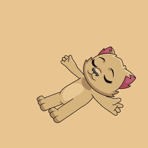 Cat Lying Down Arms Outstretched Eyes Closed