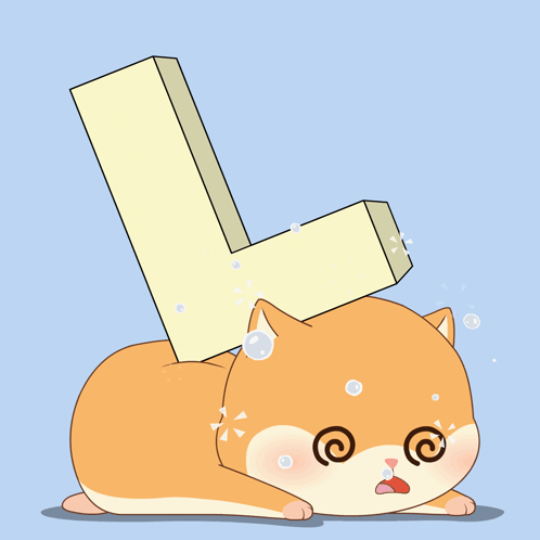 Cat Lying Down With Letter L GIF