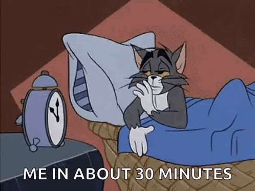 Cat Lying In Bed With Alarm Clock GIF