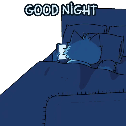 Cat Lying on Bed Saying Good Night