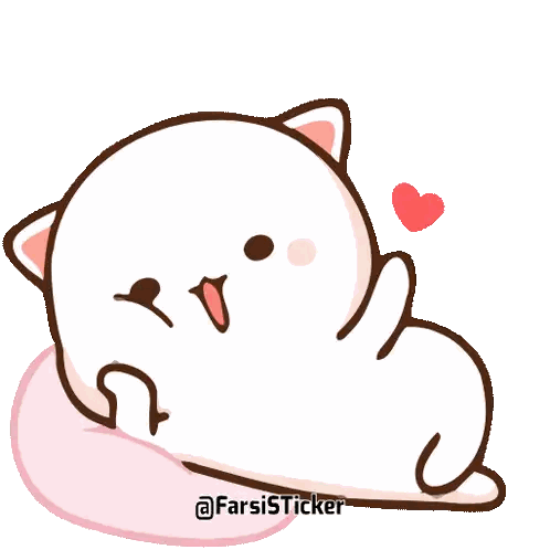 Cat Lying on Pink Pillow with Heart