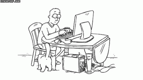 Cat Messes Up Your Computer Sketch GIF