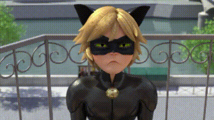 cat noir from miraculous ladybug is wearing a cat mask and ears .