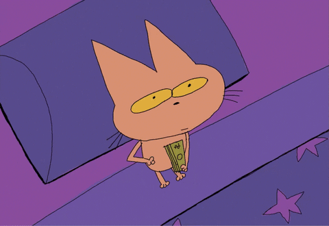 Cat on Bed with Money Not My Problem
