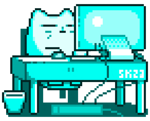 Cat On Computer Pixelated GIF