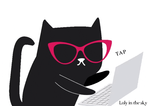 Cat On Computer Wearing Red Glasses Typing GIF