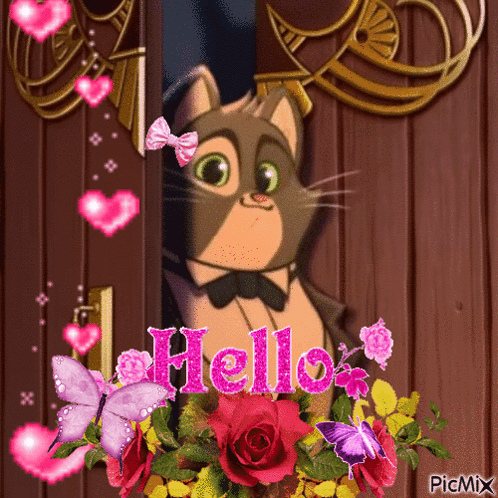Cat Peeking Out Of Door Saying Hello GIF