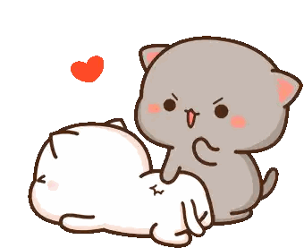 Cat Petting Another Cat With Heart