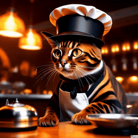 Cat Piano Became Chef Now GIF