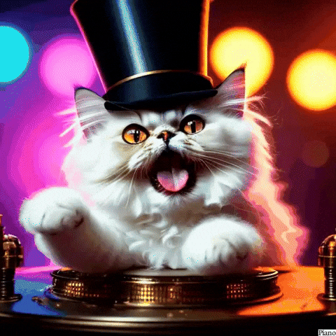 Cat Piano Playing Tongue Out GIF