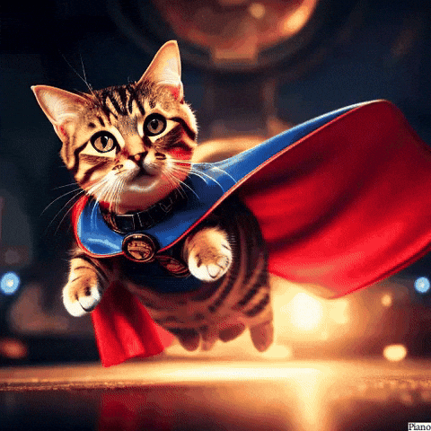 Cat Piano Super Man Costume GIF