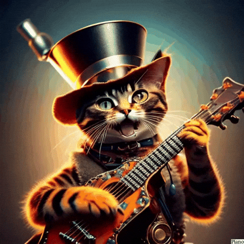 Cat Piano Try Playing Guitar GIF