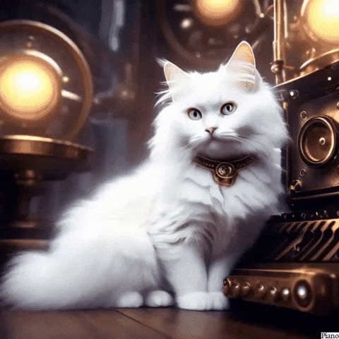 Cat Piano White As Snow GIF