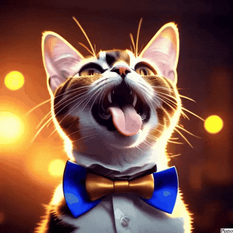 Cat Piano With Bow Tie Tongue Out GIF