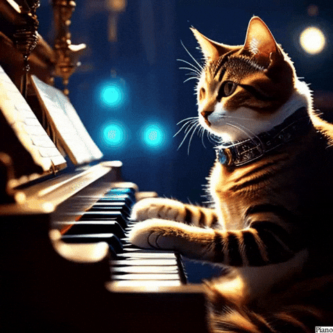 Cat Playing Grand Piano GIF