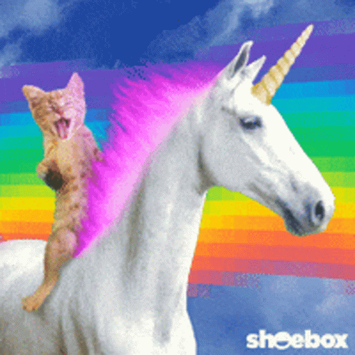 Cat Riding White Unicorn