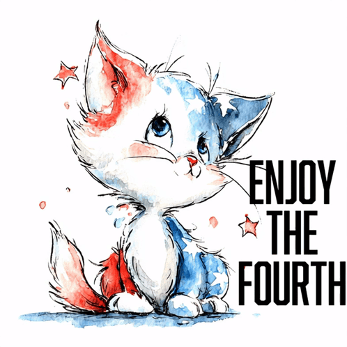 Cat Saying Enjoy the Fourth