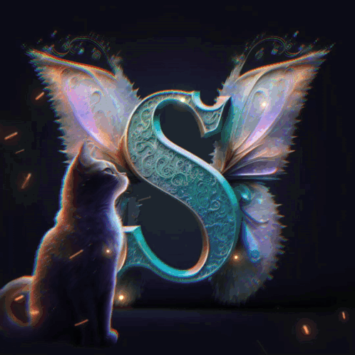 Cat Silhouette On Winged S GIF