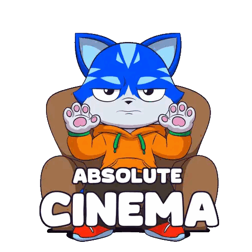 Cat Sitting in Chair with Absolute Cinema