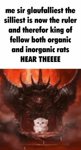 Cat Sitting in Front of Demon Saying Me Sir Glaufalliest