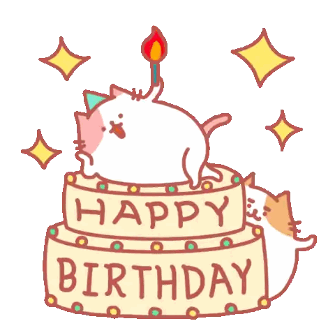 Cat Sitting on Birthday Cake