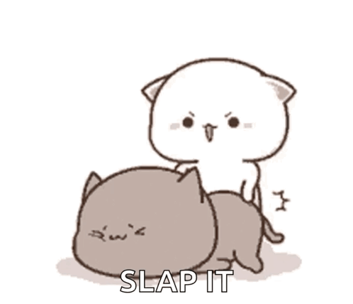 Cat Sitting On Cat Saying Slap It GIF